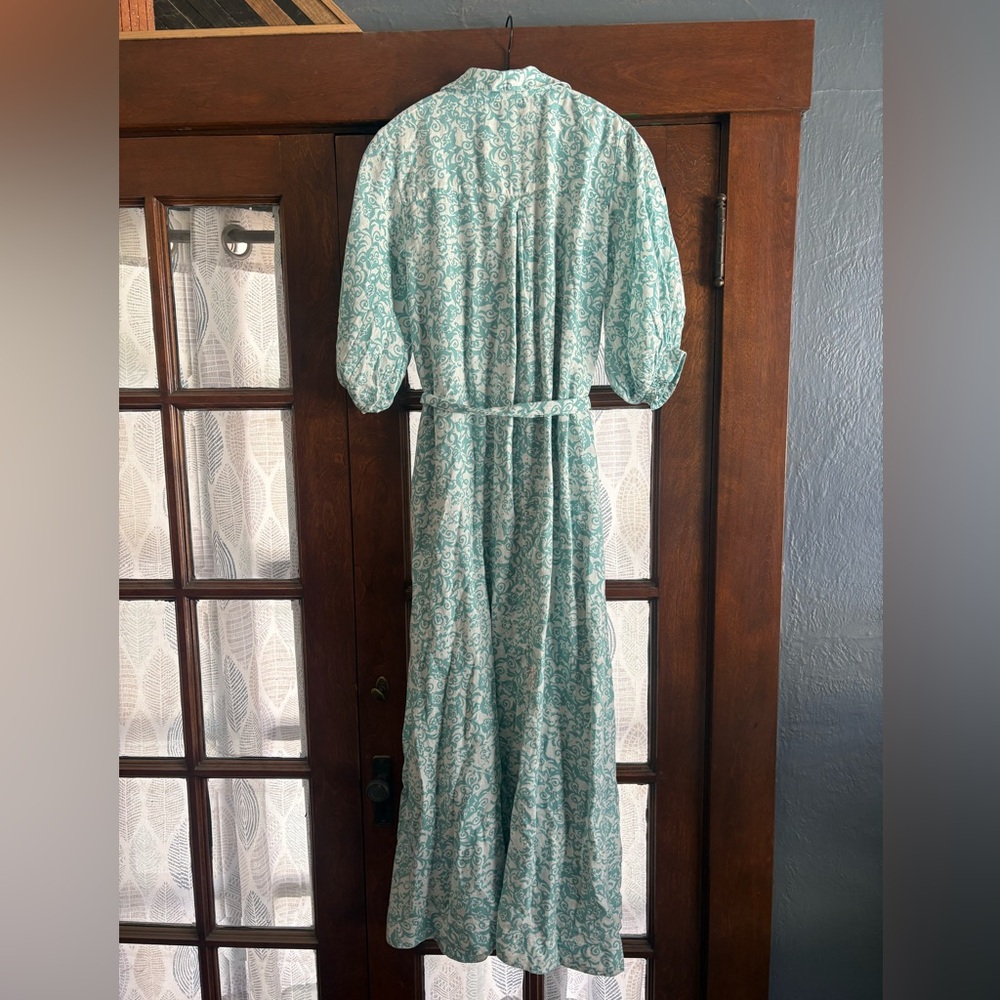 Anthropologie Maeve The Irene Linen Maxi Shirt Dress in Sky - Picture 5 of 11